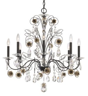 Camellia 8 Light 120V Chandelier in Antique Silver with Heirloom Gold Flowers and Clear Radiance Crystal