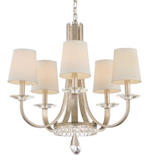Catalena 5 Light 120V Chandelier in Ferro Black with Clear Radiance Crystal and Fabric Shade