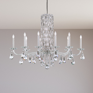 Siena 10 Light 120V Chandelier (No Spikes) in Polished Stainless Steel with Clear Radiance Crystal