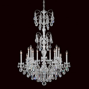 Sonatina 14 Light 120V Chandelier in Polished Silver with Clear Heritage Handcut Crystal