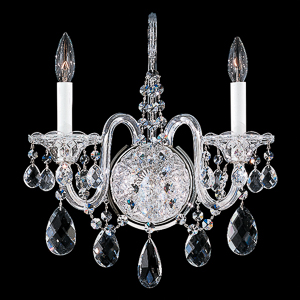 Sterling 2 Light 120V Wall Sconce in Polished Silver with Clear Heritage Handcut Crystal