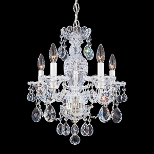 Sterling 5 Light 120V Chandelier in Polished Silver with Clear Heritage Handcut Crystal