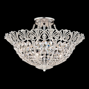 Rivendell 9 Light 120V Semi-Flush Mount in Antique Silver with Clear Radiance Crystal