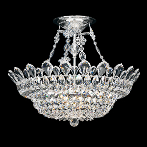 Trilliane 10 Light 120V Flush Mount in Polished Stainless Steel with Clear Heritage Handcut Crystal
