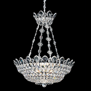Trilliane 12 Light 120V Pendant in Polished Stainless Steel with Clear Heritage Handcut Crystal