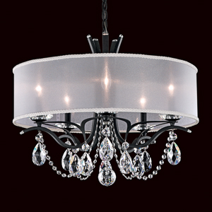Vesca 5 Light 120V Chandelier in White with Clear Radiance Crystal and Gold Shade
