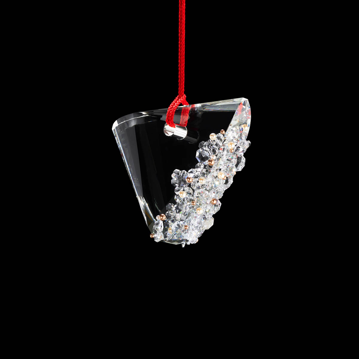 Addesion 12in LED 3000K/3500K/4000K 120-277V Mini Pendant in Polished Chrome with Clear Radiance Crystal and Red Rope