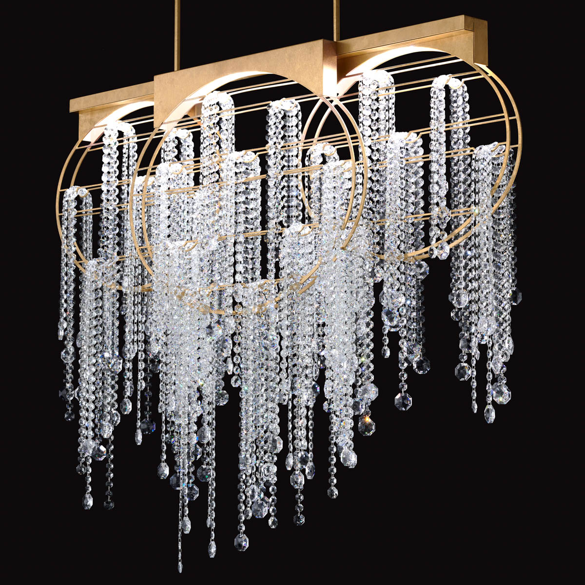 Fantasia 48in LED 3000K/3500K/4000K 120V-277V Linear Pendant in Black with Clear Radiance Crystal