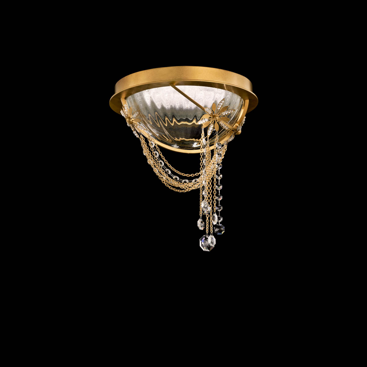 Revere 12in LED 3000K/3500K/4000K 120V-277V Flush Mount in Heirloom Gold with Clear Radiance Crystal