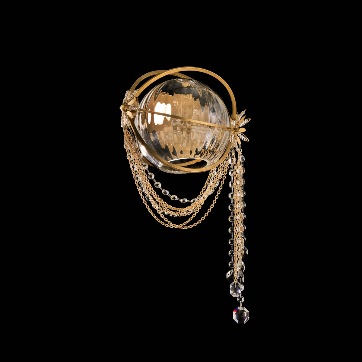 Revere 12in LED 3000K/3500K/4000K 120V-277V Wall Sconce in Heirloom Gold with Clear Radiance Crystal