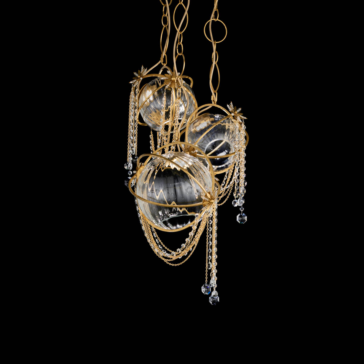 Revere 3 Light LED 3000K/3500K/4000K 120V-277V Pendant in Heirloom Gold with Clear Radiance Crystal
