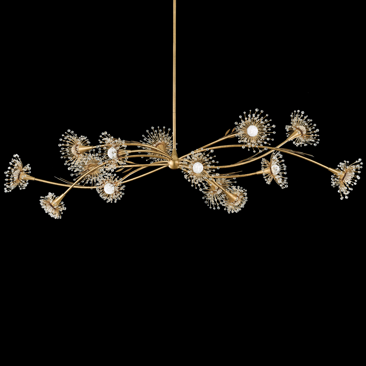 Coquette 14 Light 120/277V LED Linear Pendant in Black with Clear Radiance Crystal