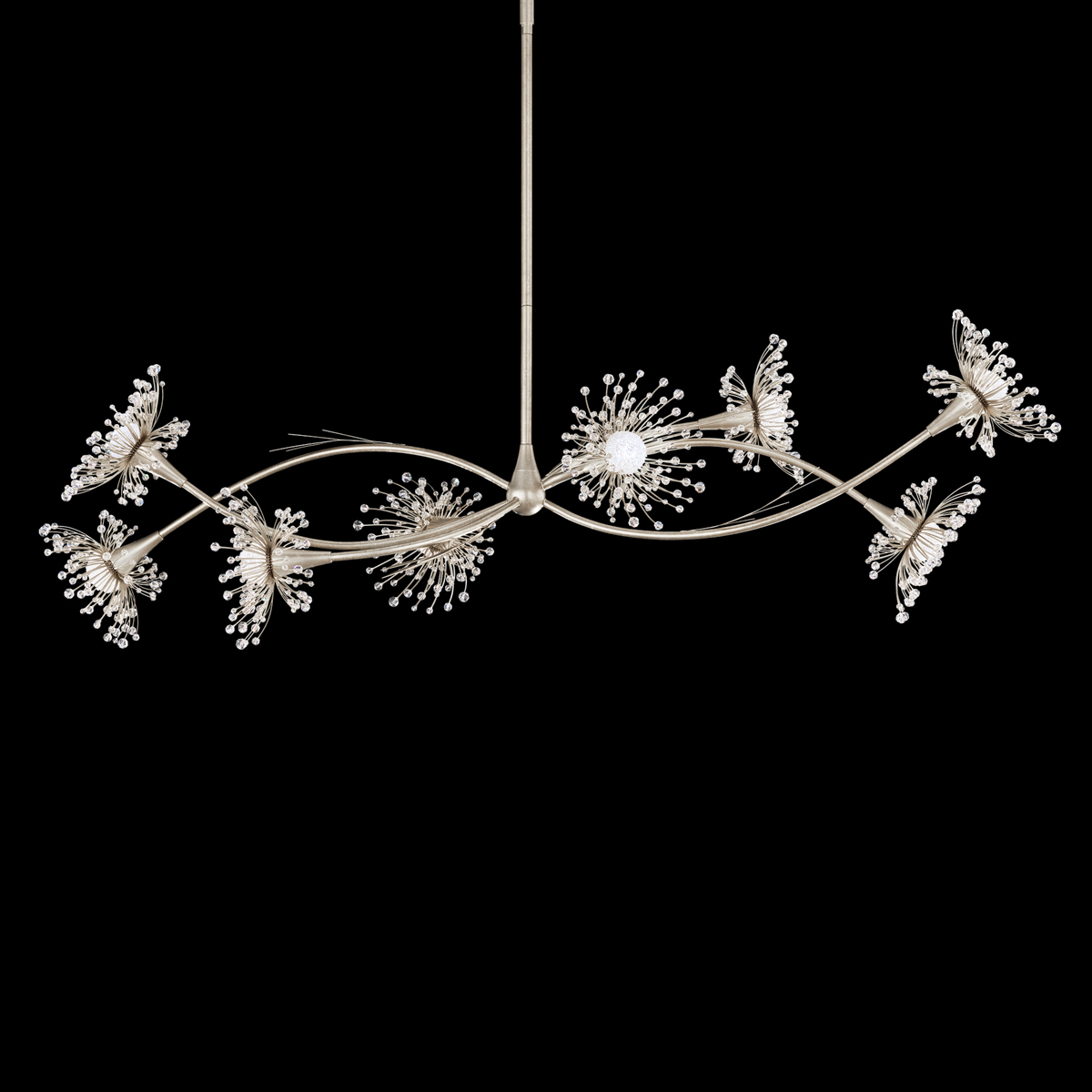 Coquette 8 Light 120/277V LED Linear Pendant in Antique Silver with Clear Radiance Crystal