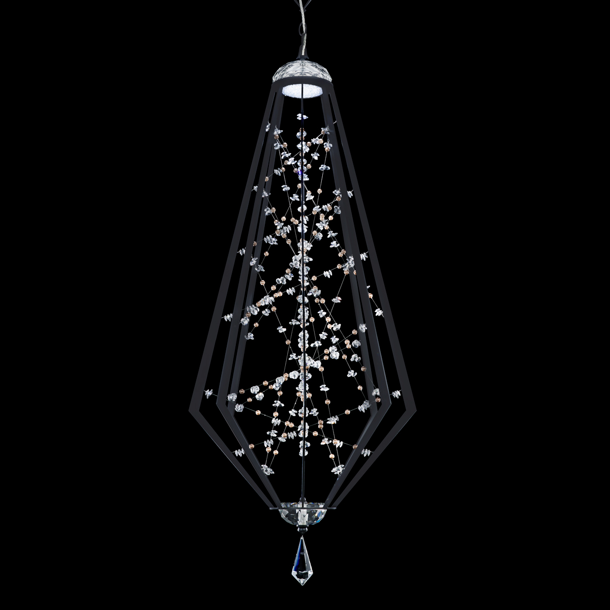 Eternity 54in LED 3000K/3500K/4000K 120V-277V Pendant in Heirloom Gold with Clear Radiance Crystal and Tahitian Silver Pearl