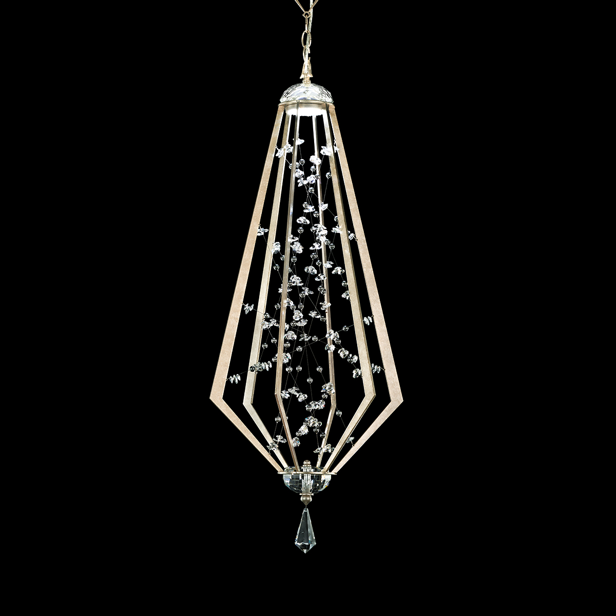 Eternity 40in LED 3000K/3500K/4000K 120V-277V Pendant in Heirloom Gold with Clear Radiance Crystal and Tahitian Silver Pearl