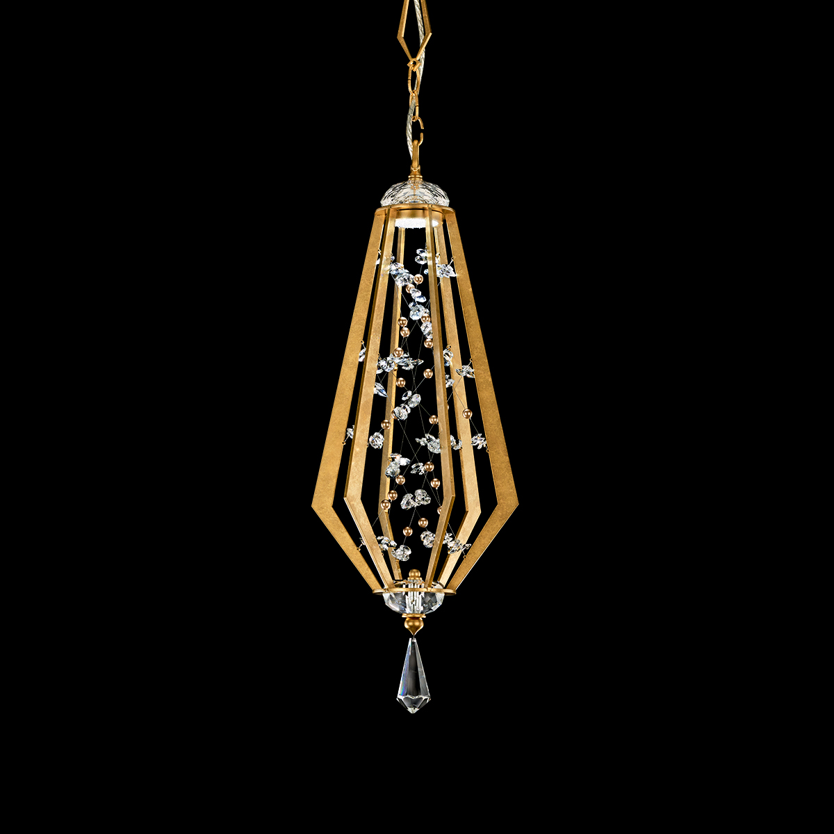 Eternity 27in LED 3000K/3500K/4000K 120V-277V Mini Pendant in Black with Clear Radiance Crystal and Tahitian Silver Pearl