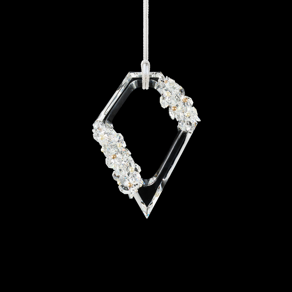 Embellish 12in LED 3000K/3500K/4000K 120V-277V Mini Pendant in Polished Chrome with Clear Radiance Crystal and Black Rope