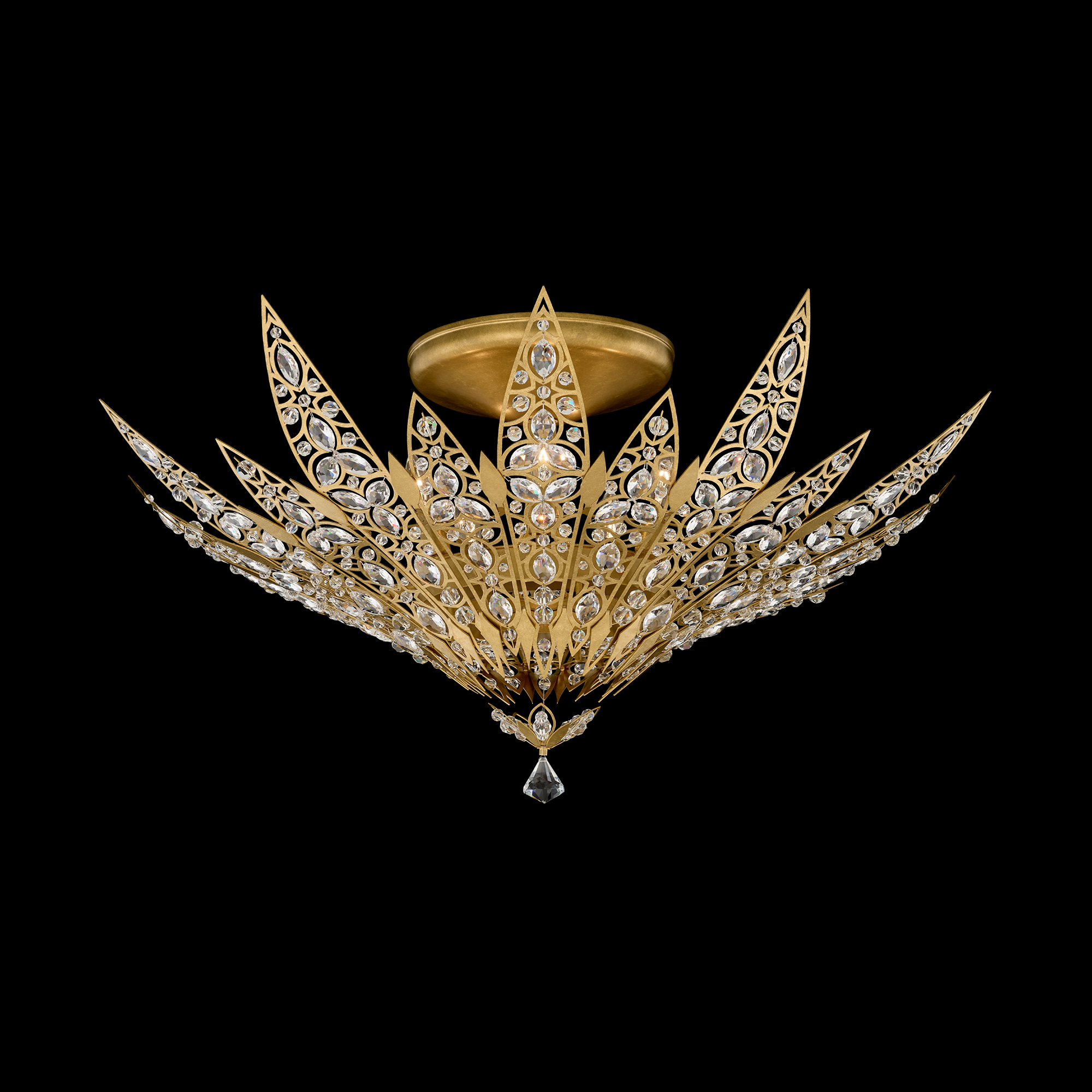 Poetta 5 Light 120V Semi-Flush Mount in Heirloom Gold with Clear Radiance Crystal