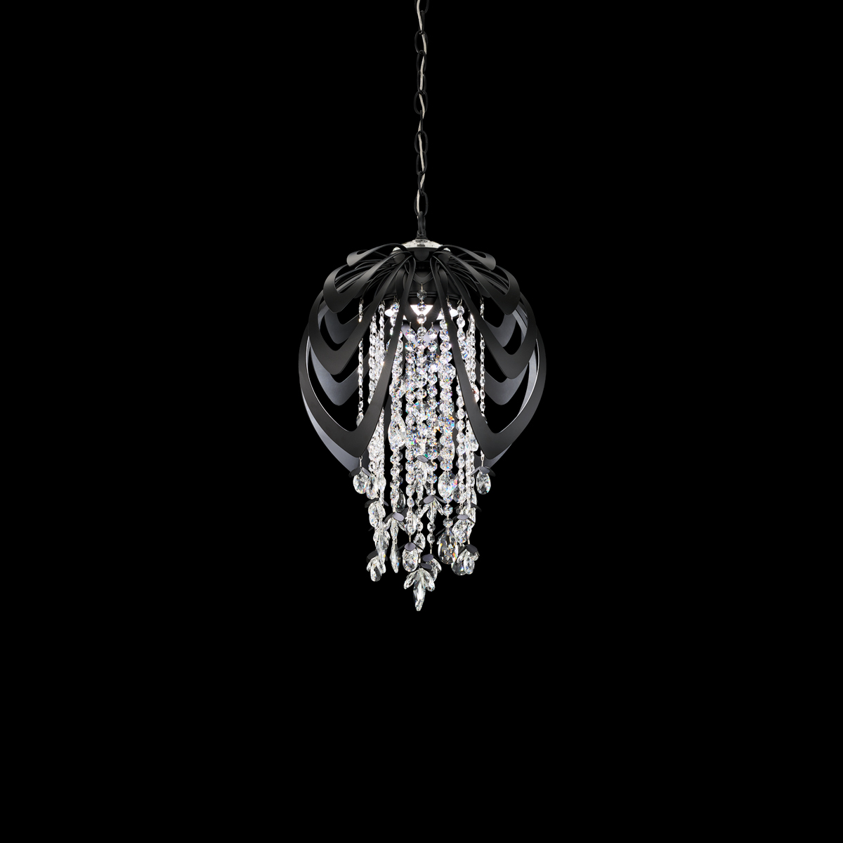 Starfall 15in 120V LED Pendant in Antique Silver and Clear Radiance Crystal
