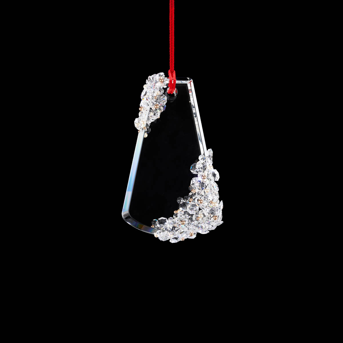 Flora 16in LED 3000K/3500K/4000K 120V-277V Mini Pendant in Polished Chrome with Clear Radiance Crystal and Red Rope