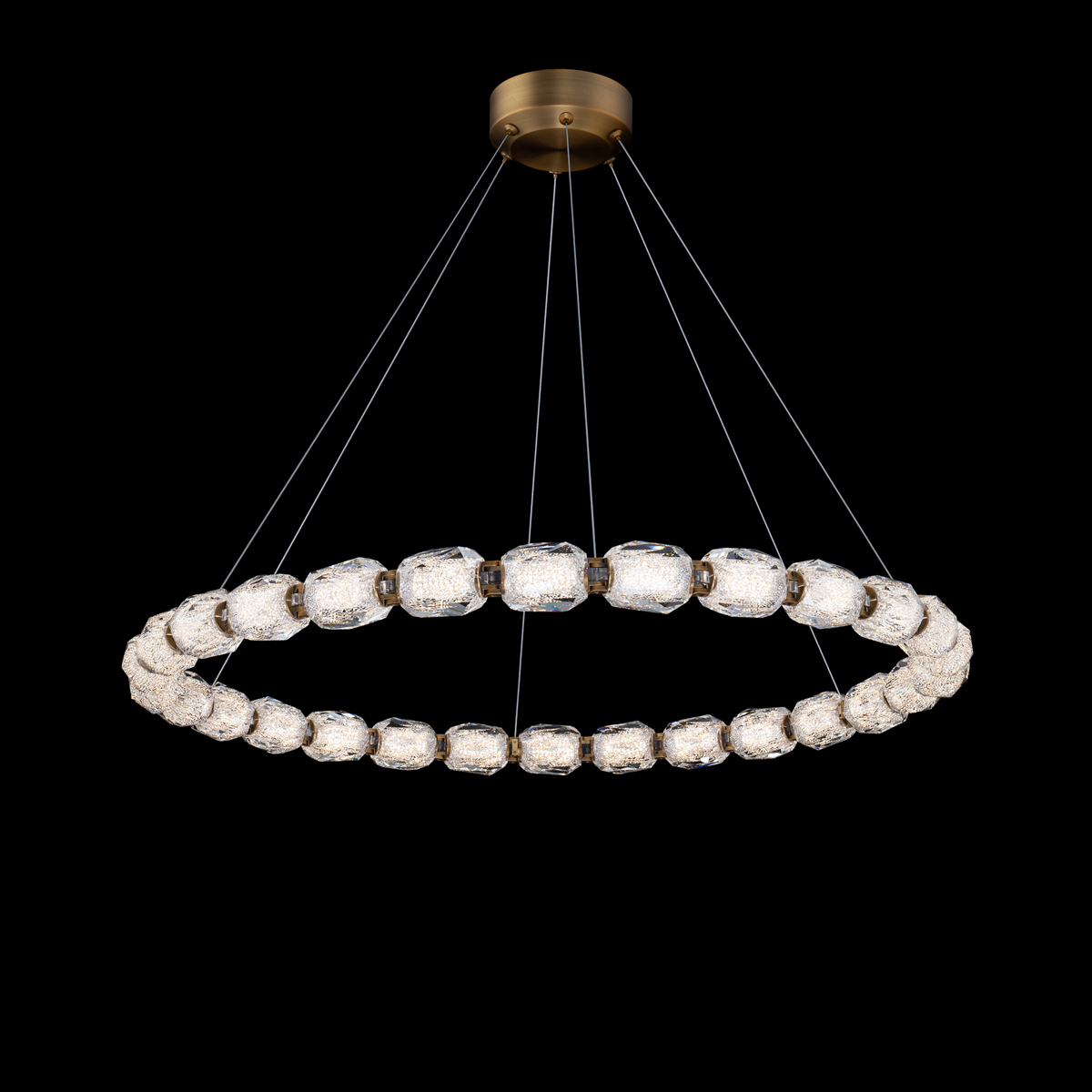 Seduction 28 Light 120-277V LED Circular Pendant in Aged Brass with Clear Radiance Crystal