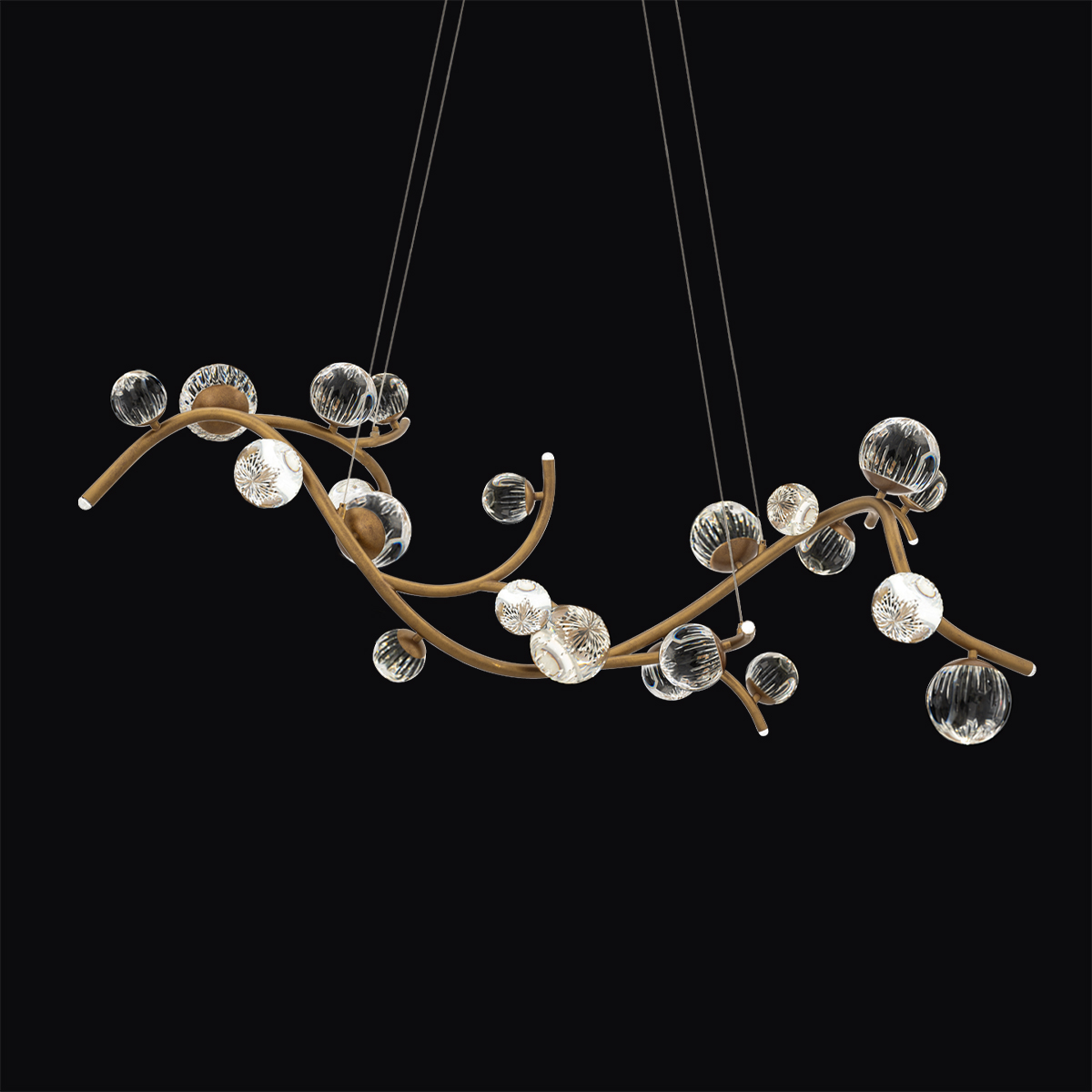 Audacity LED 3000K/3500K/4000K/5000K Linear Pendant in French Gold with Radiance Crystal Dust