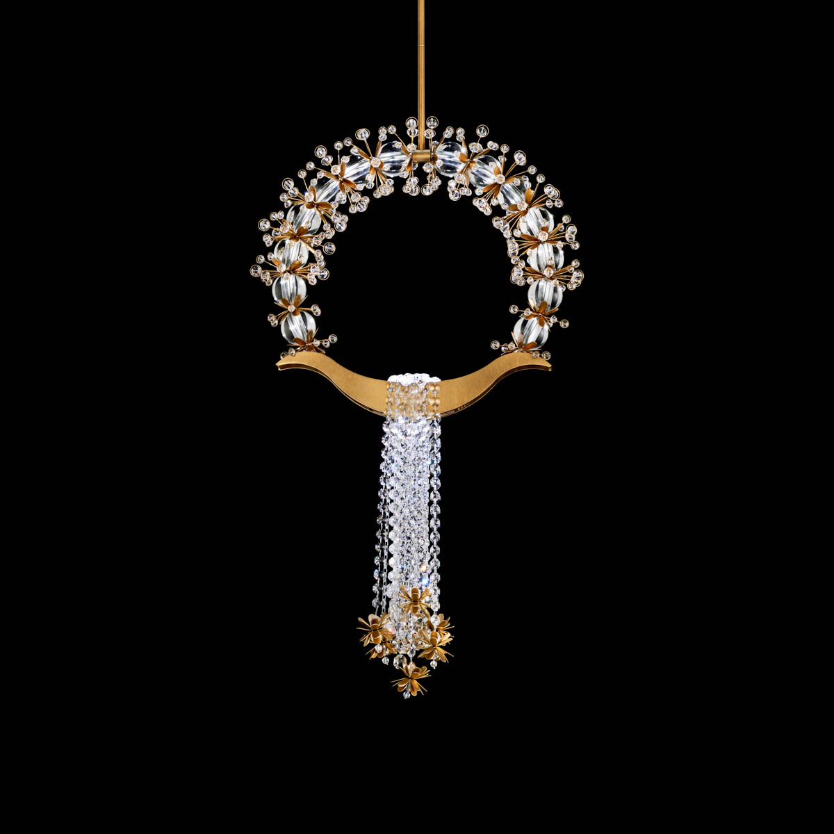 Laurel 18in LED 3000K/3500K/4000K 120V-277V Mini Pendant in Heirloom Gold with Clear Radiance Crystal