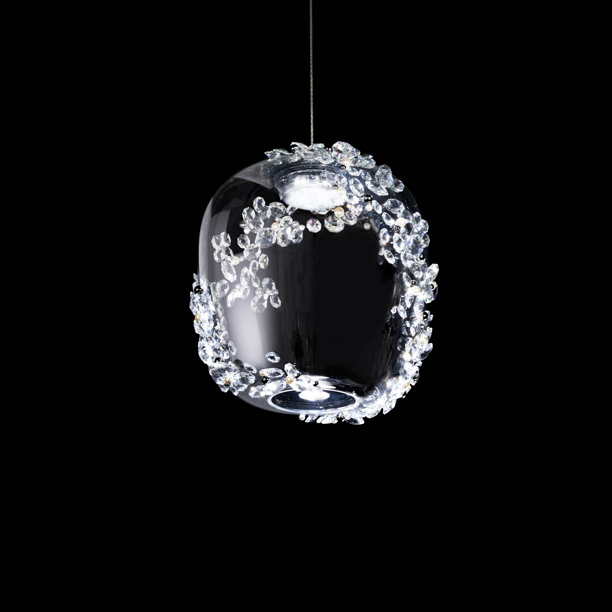Divine 14in 3000K/3500K/4000K 120V-277V Mini Pendant in Polished Chrome with Clear Radiance Crystal
