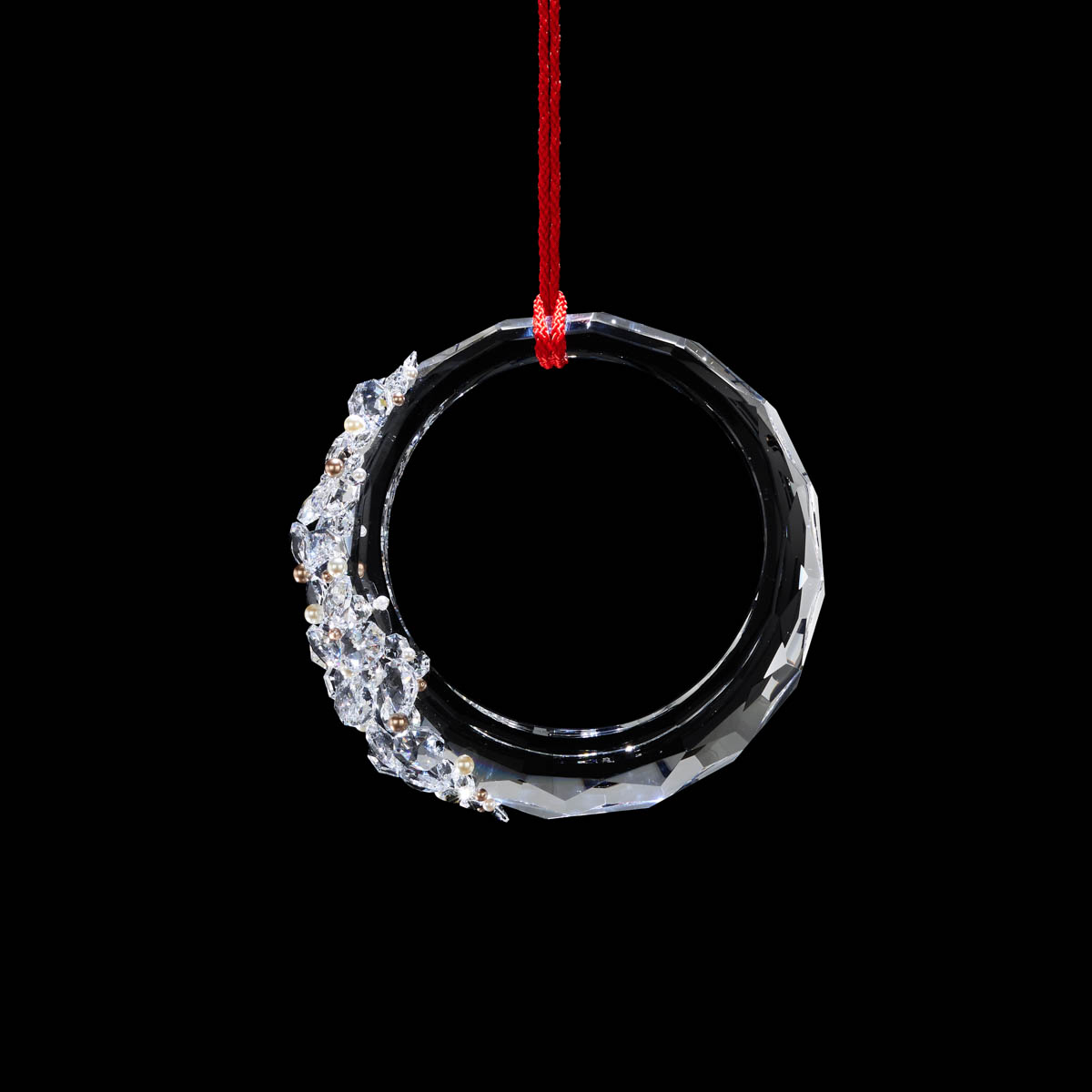 Serenity 12in LED 3000K/3500K/4000K 120V-277V Mini Pendant in Polished Chrome with Clear Radiance Crystal and Red Rope