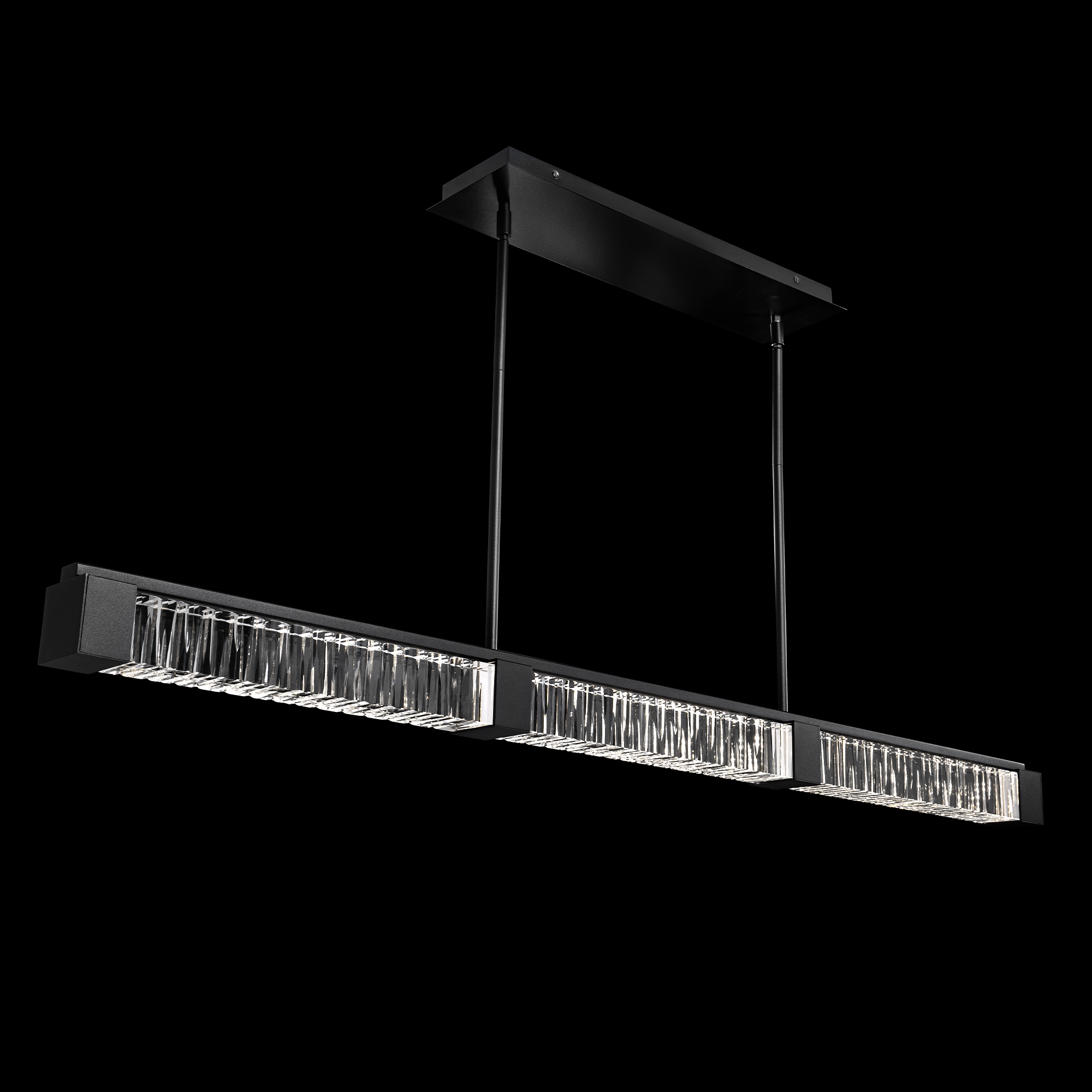 Guild 55in LED Linear Pendant in Black with Optic Crystal
