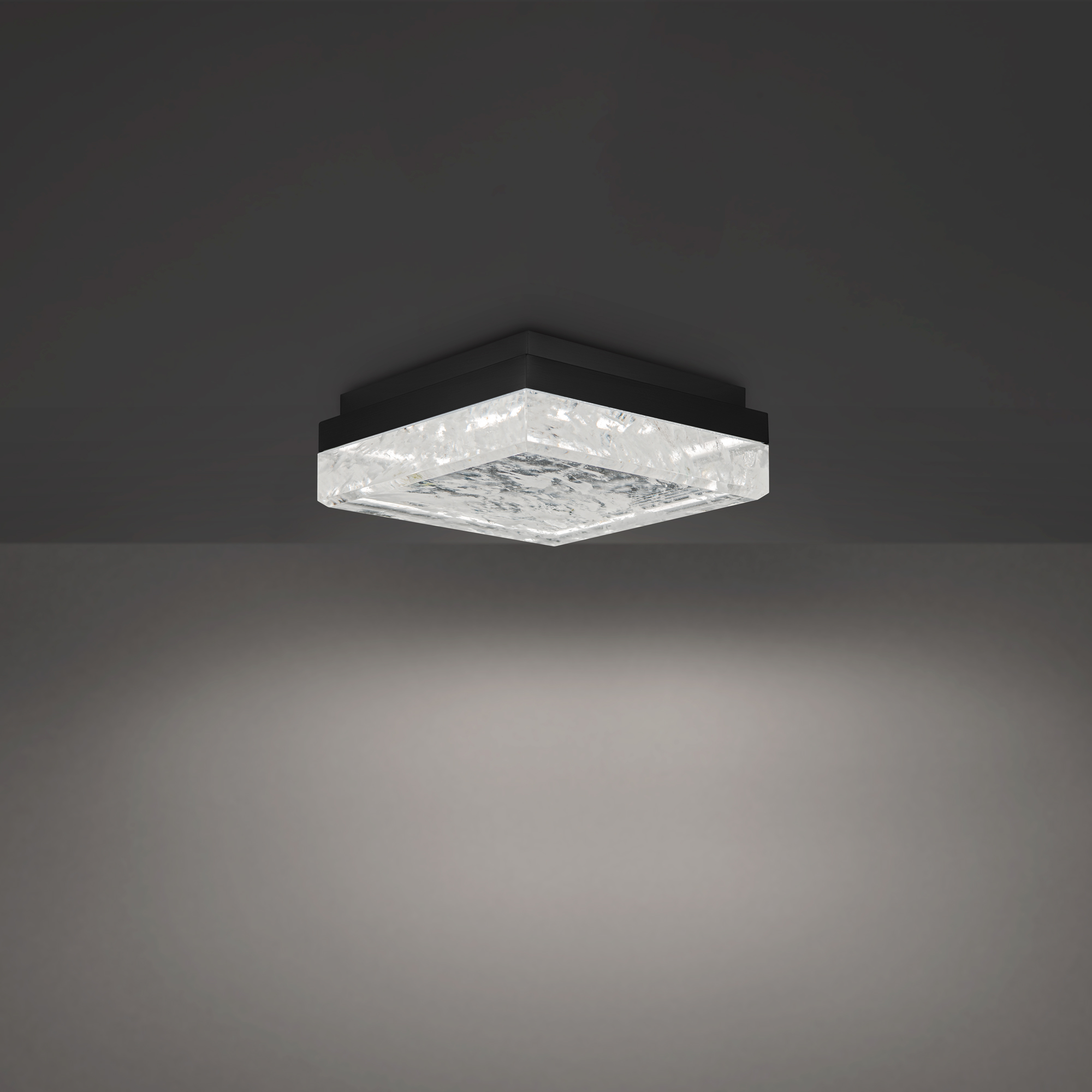 Whisper 12in LED 3000K/3500K/4000K 120V-277V Flush Mount in Black with Optic Haze Quartz