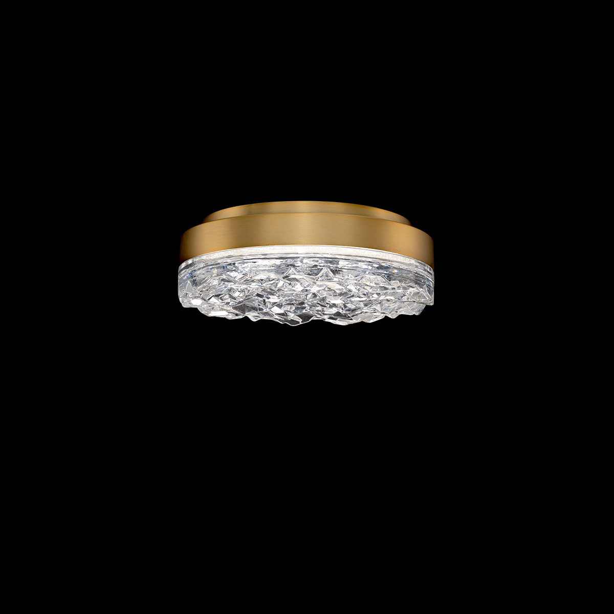 Bramble 12in 120/277V LED Flush Mount in Aged Brass with Radiance Crystal Dust