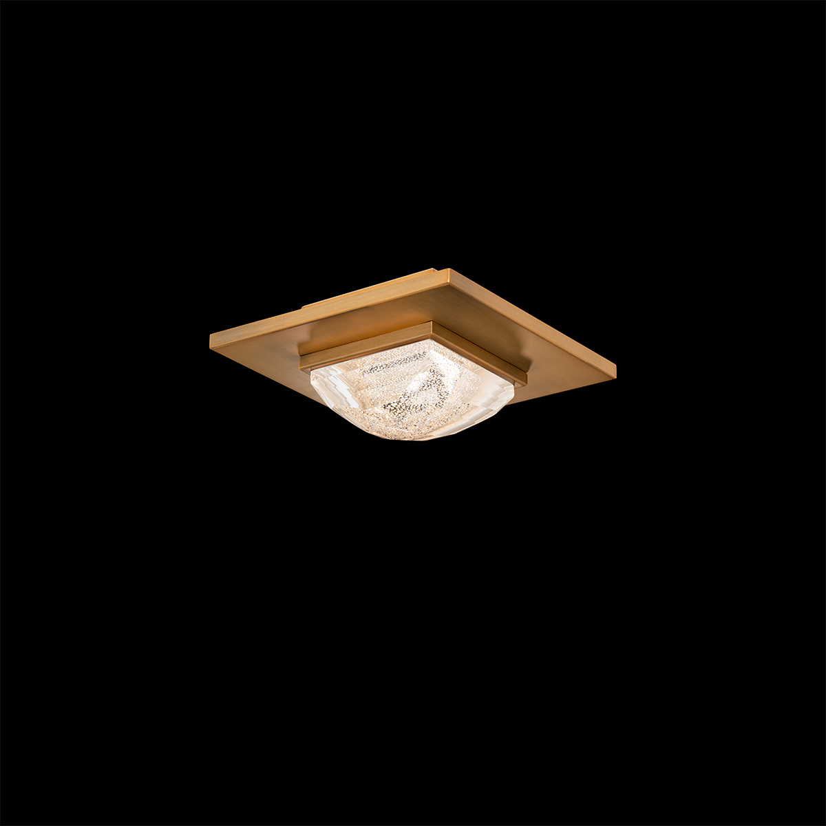 Atomic 29in LED 120V Smart Fandelier in Black and Aged Brass with Optic Crystal