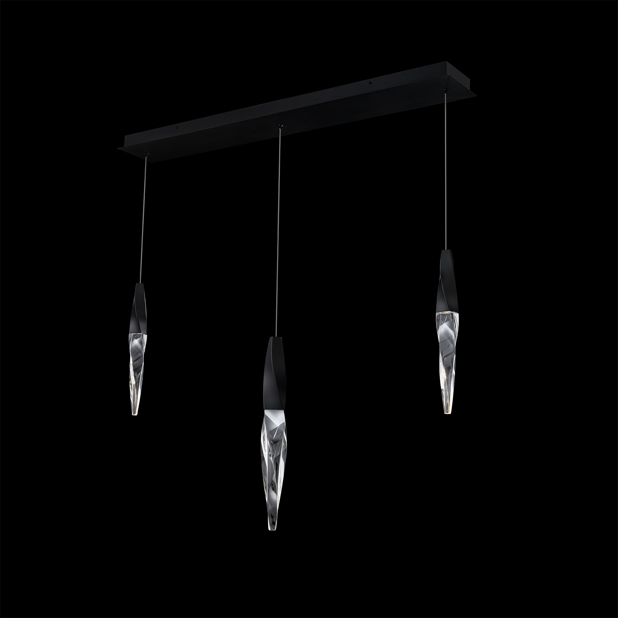 Kindjal 3 Light 120-277V Multi-Light Pendant (Linear Canopy) in Aged Brass with Clear Optic Crystal