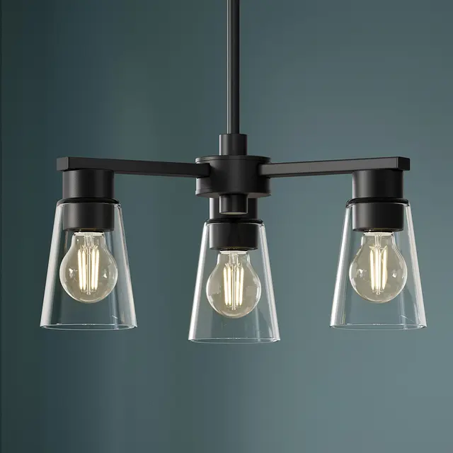 Stamos 18 inch 3 Light Chandelier with Clear Glass in Black
