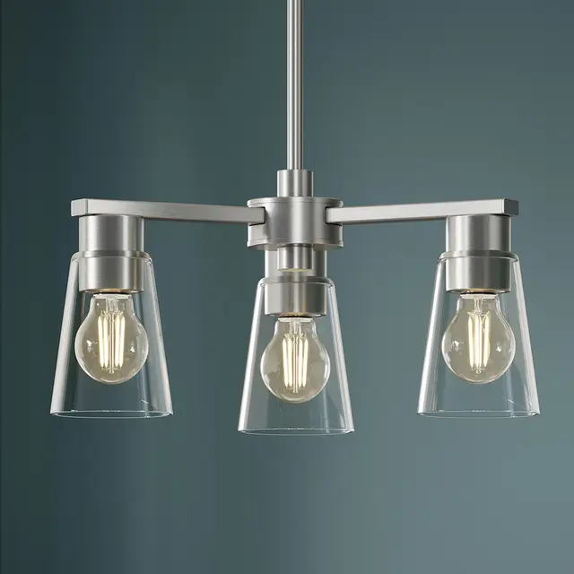 Stamos 18 inch 3 Light Chandelier with Clear Glass in Brushed Nickel