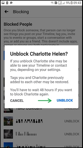 5) How to unblock someone on facebook