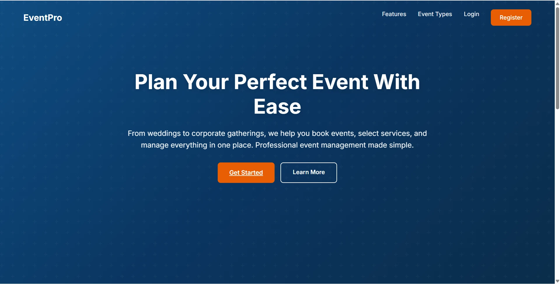 Event Management System Final Year PHP Project live demo preview
