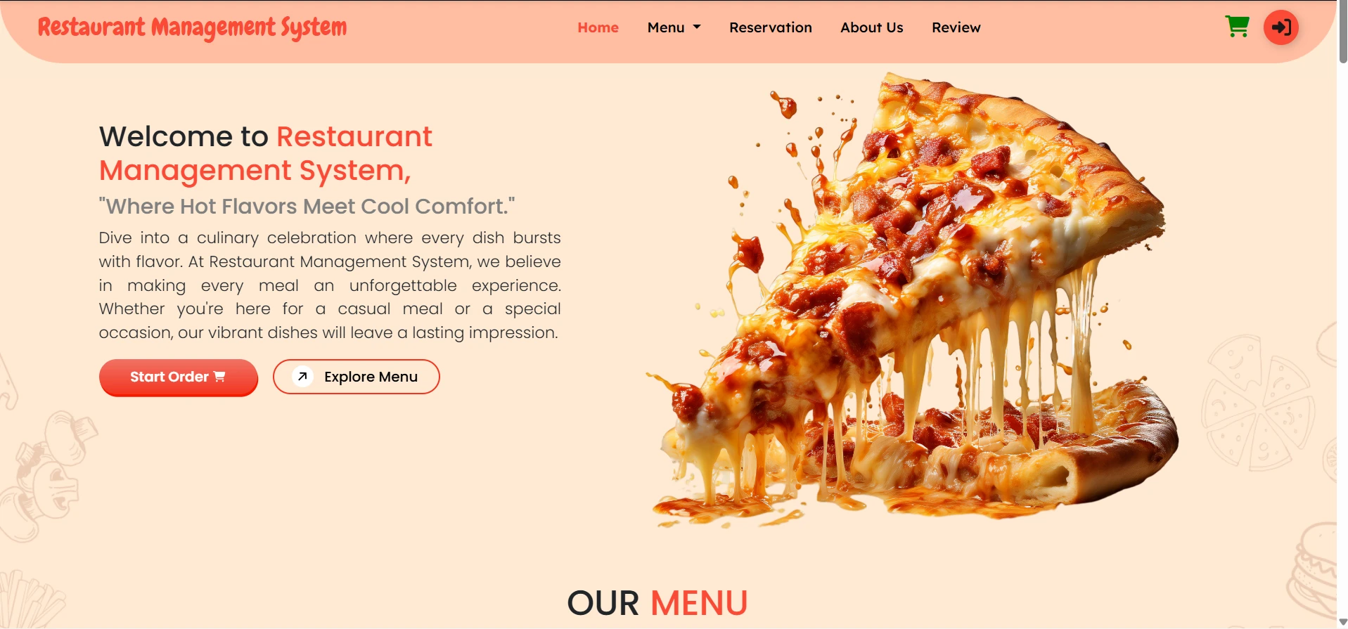 Online Food Ordering Using PHP and MySql live demo preview