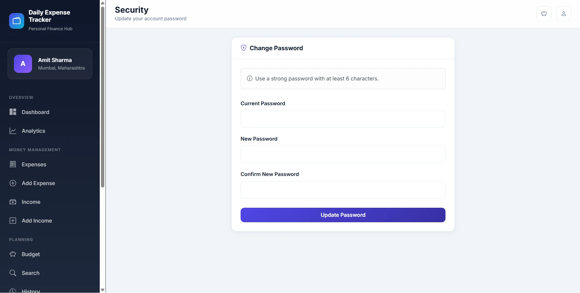 Daily Expense Tracker  live demo preview