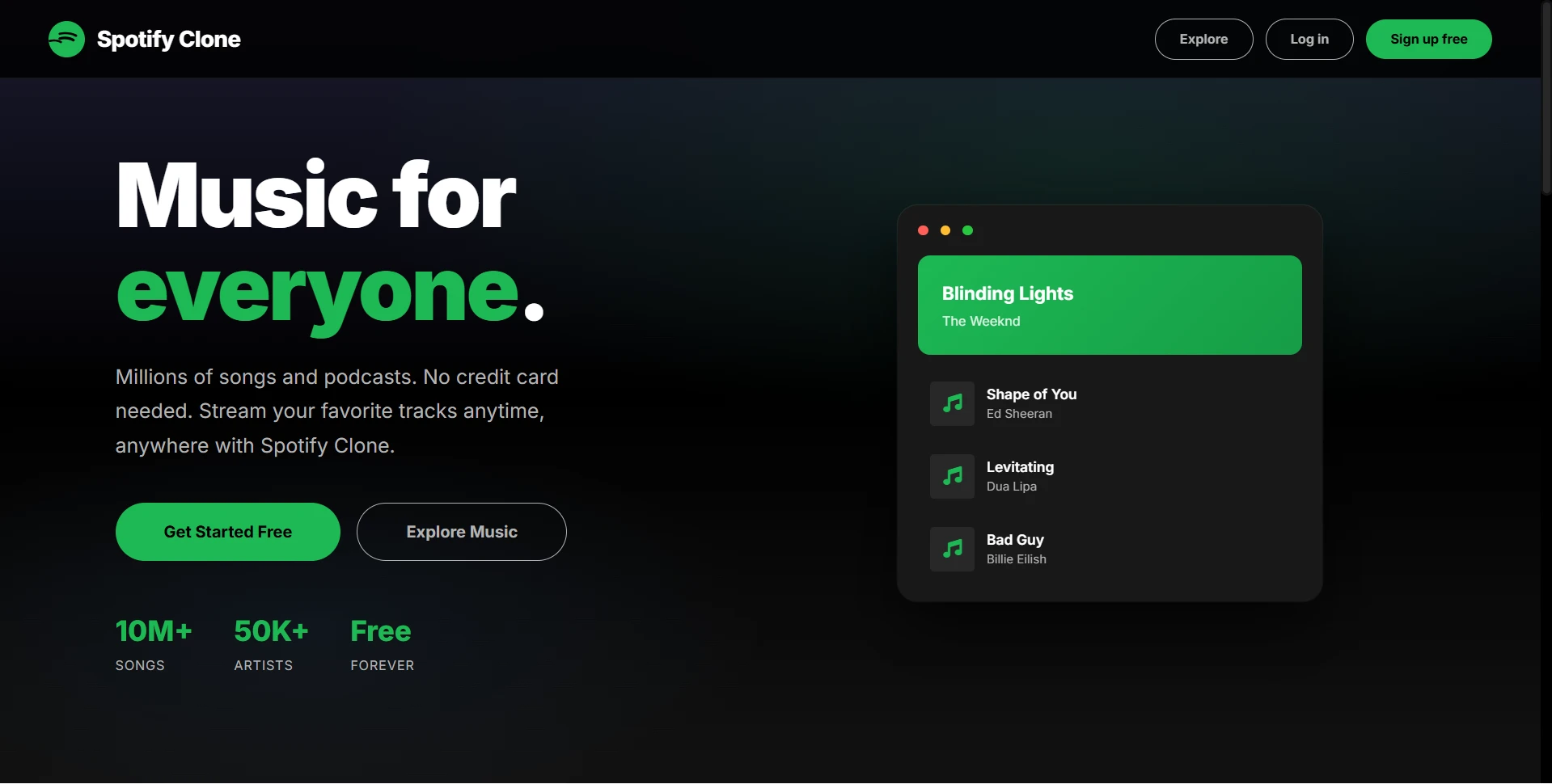 (Spotify Clone) Online Music Player Final Year PHP Project live demo preview