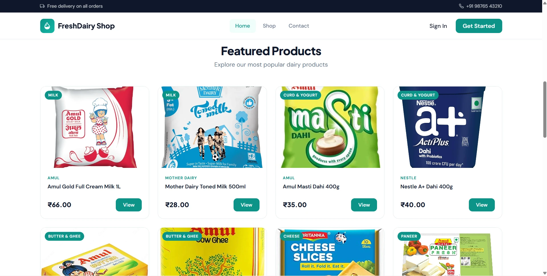 Dairy Farm Shop Management System Using PHP and MySQL live demo preview