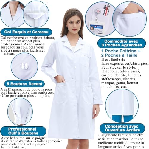 Vue 3 de Blouse Blanche Chimie Lycee