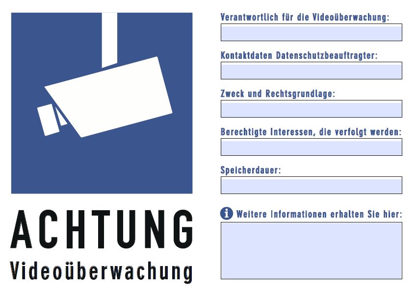 DSGVO konformes Hinweisschild Hinweisschild VideoDSGVO blau 1 - DSGVO konformes Hinweisschild