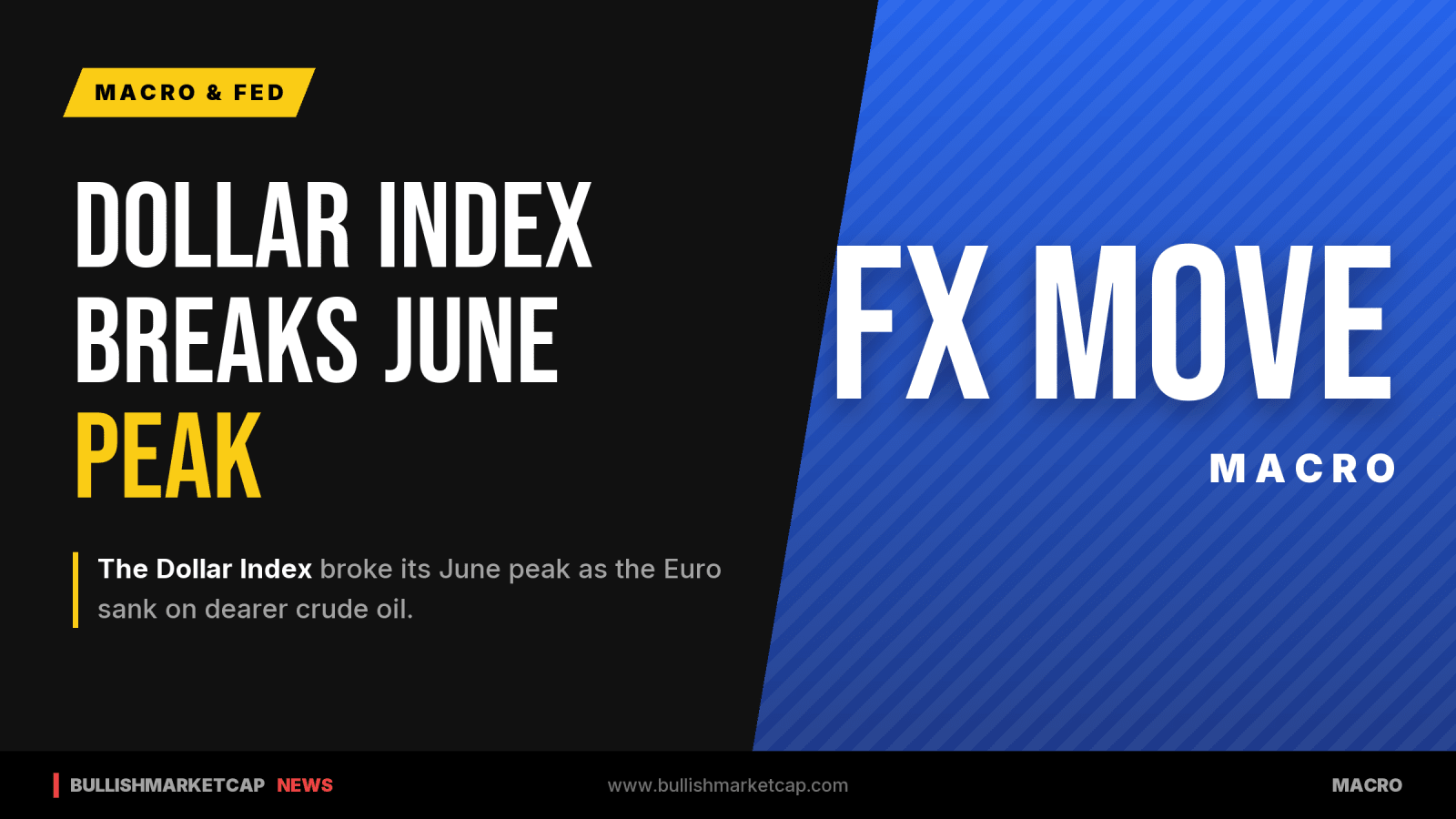 Dollar Index Breaks June Peak as Euro Sinks on Crude Oil