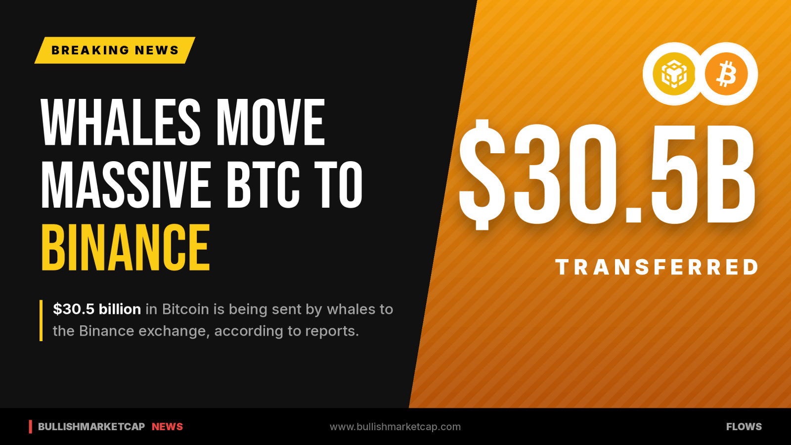 Bitcoin Whales Transfer $30.5 Billion to Binance