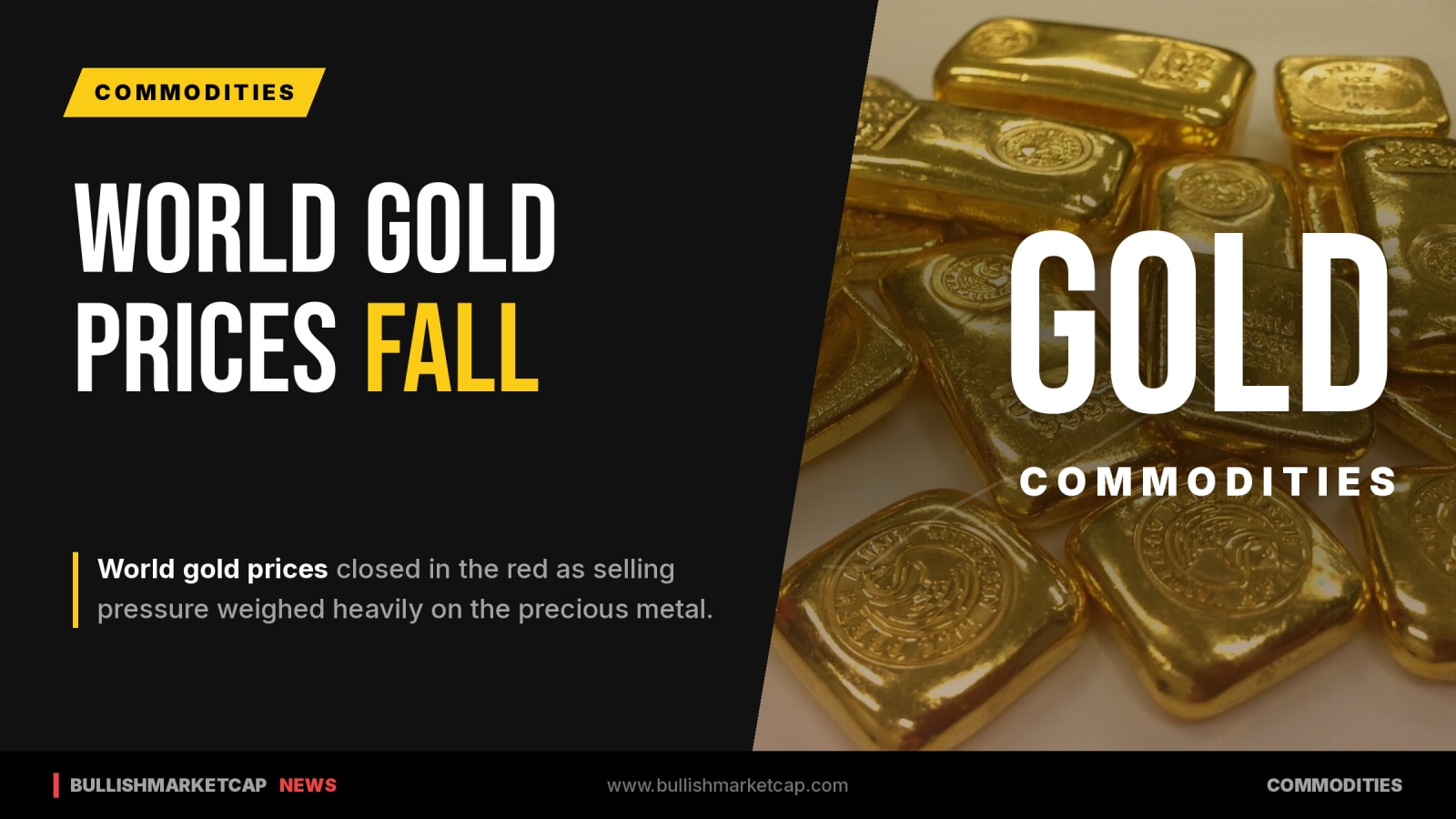 World Gold Prices Close in Red as Selling Pressure Weighs on Market