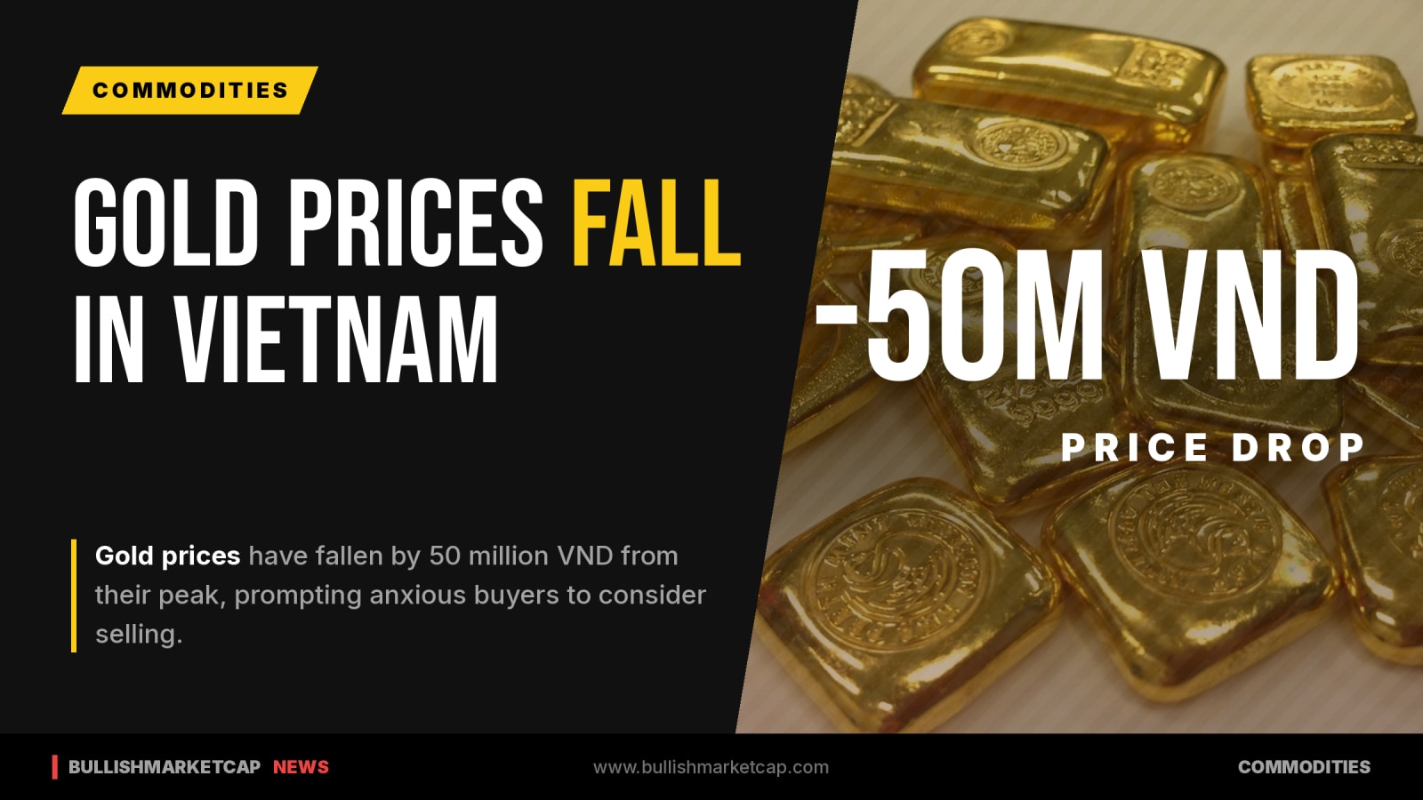Gold Prices Drop 50 Million VND From Peak In Vietnam
