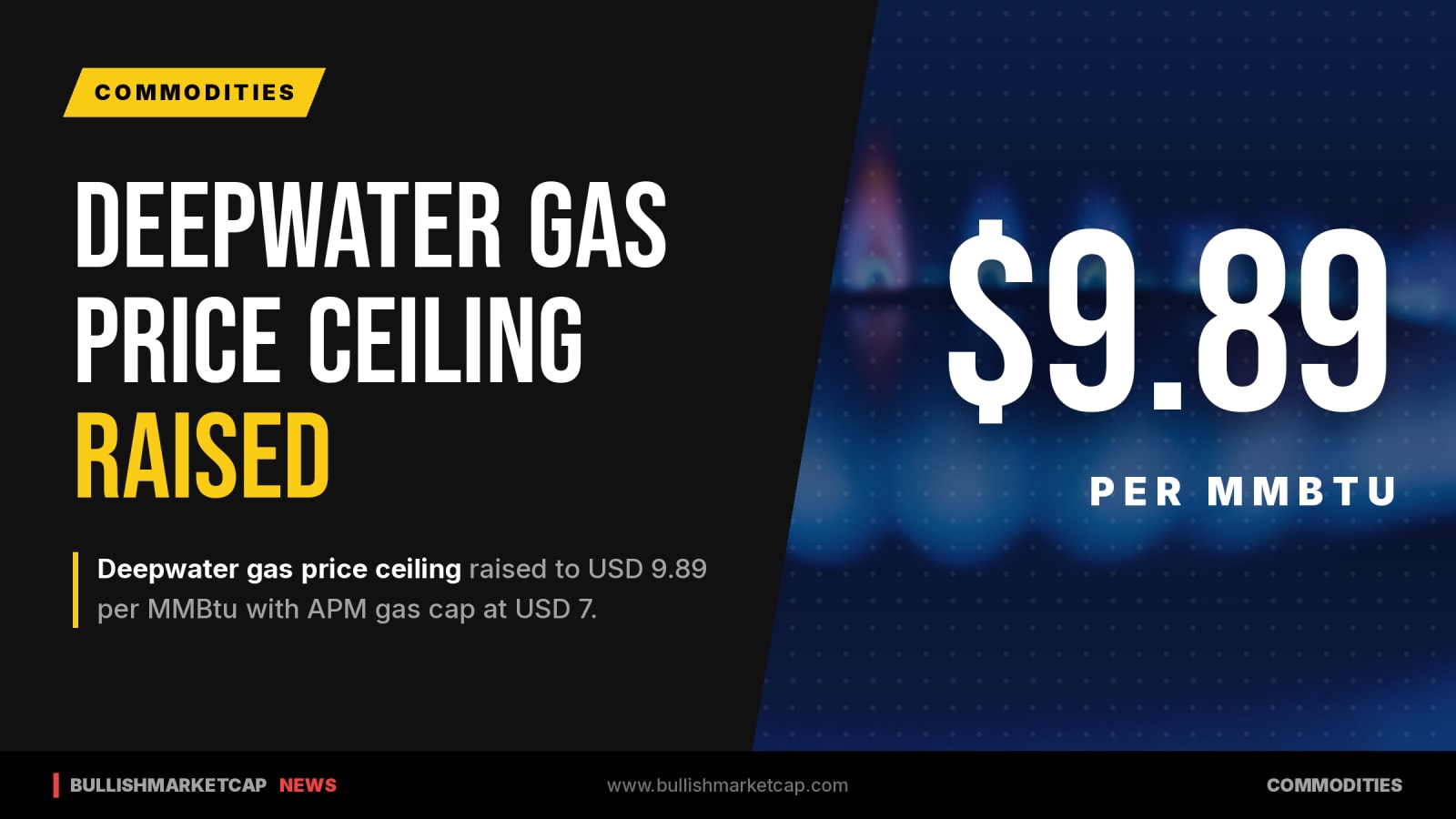 Govt Raises Deepwater Gas Price Ceiling To USD 9.89