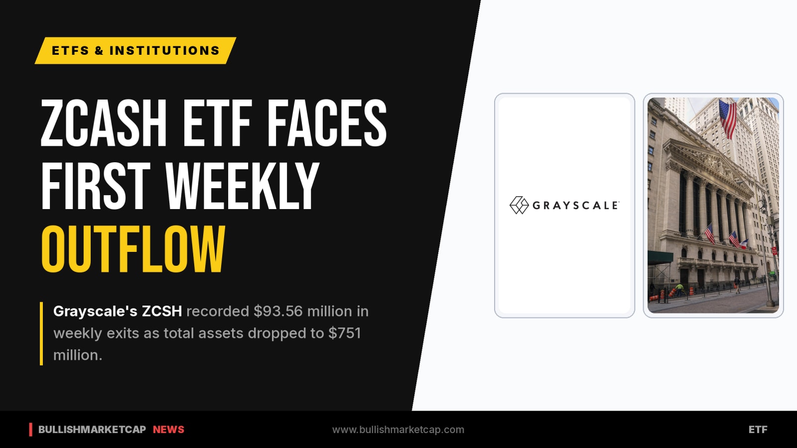 Grayscale Zcash ETF Sees $93.6M in Outflows as ZEC Slides